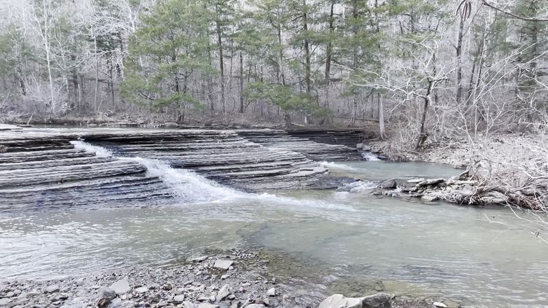 Soft Falls Across A Wide Stone Shelf