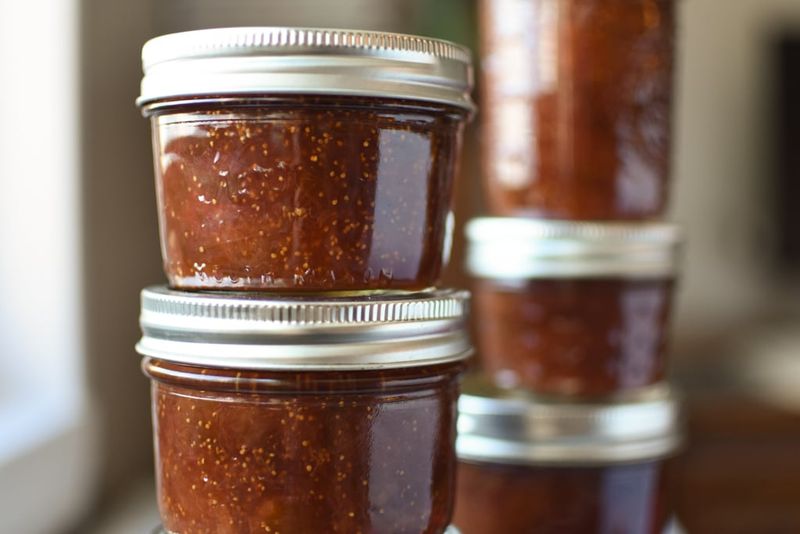 Fig Preserves in Recycled Jars