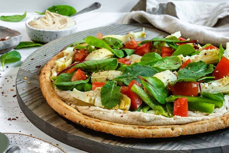 Mediterranean Hummus Flatbread Pizzas