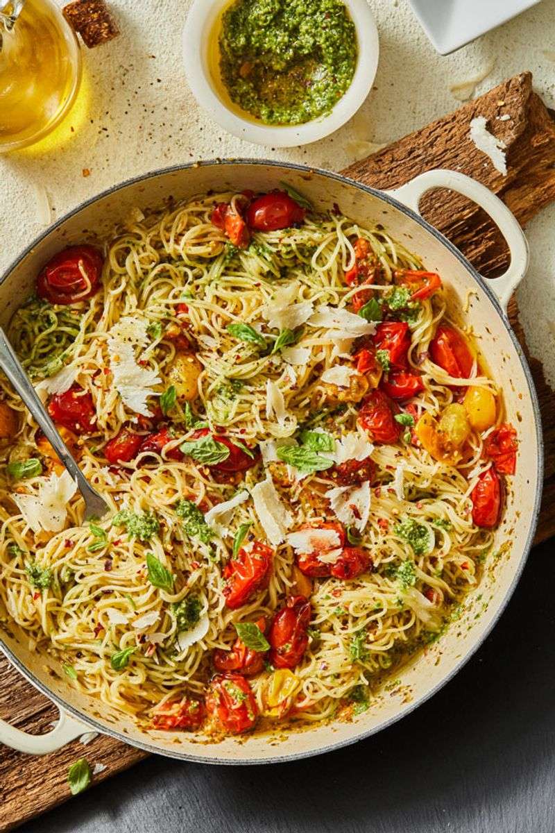 Pesto Pasta with Cherry Tomatoes