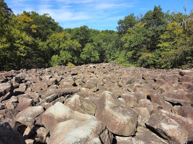 Walking the Boulder Field at Ringing Rocks County Park, Upper Black Eddy