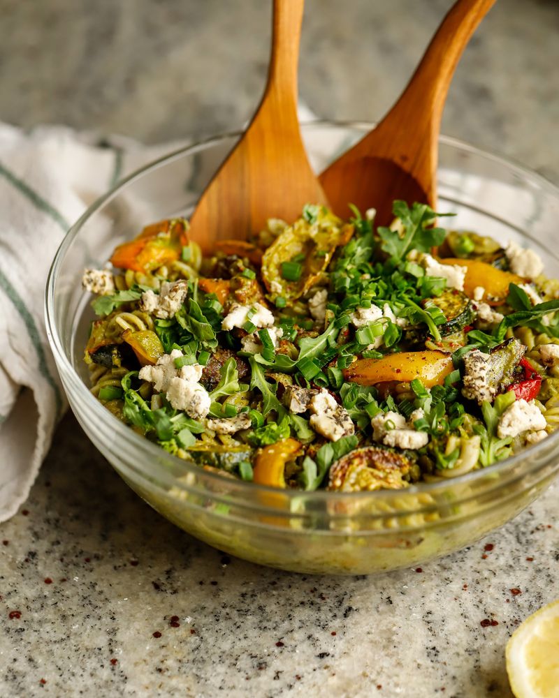 Pesto Pasta Salad with Grilled Vegetables