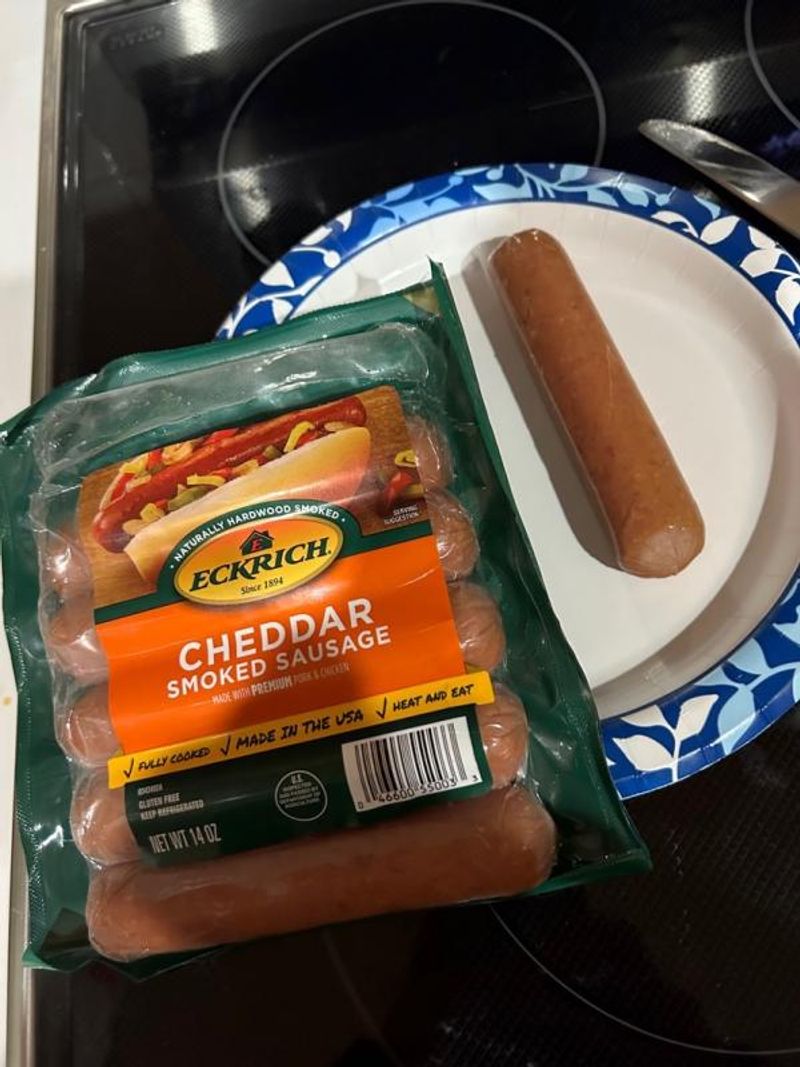 SKIP: Eckrich Cheddar Smoked Sausage - Cheese Catastrophe