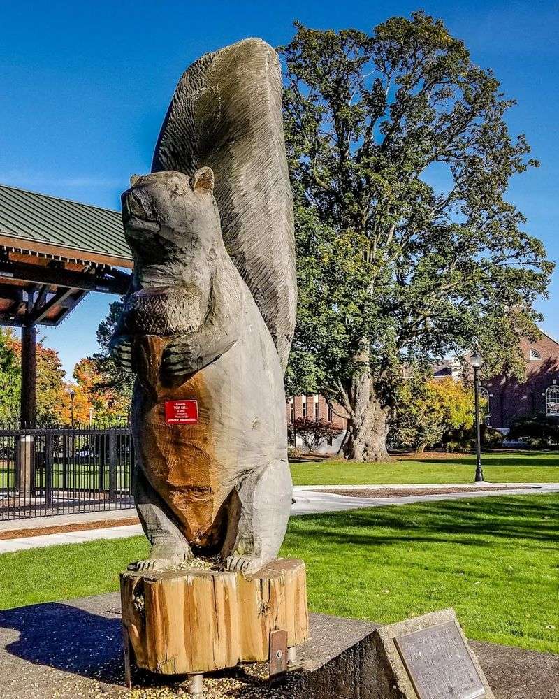 The 10-Foot Wooden Squirrel Sculpture And Its Meaning