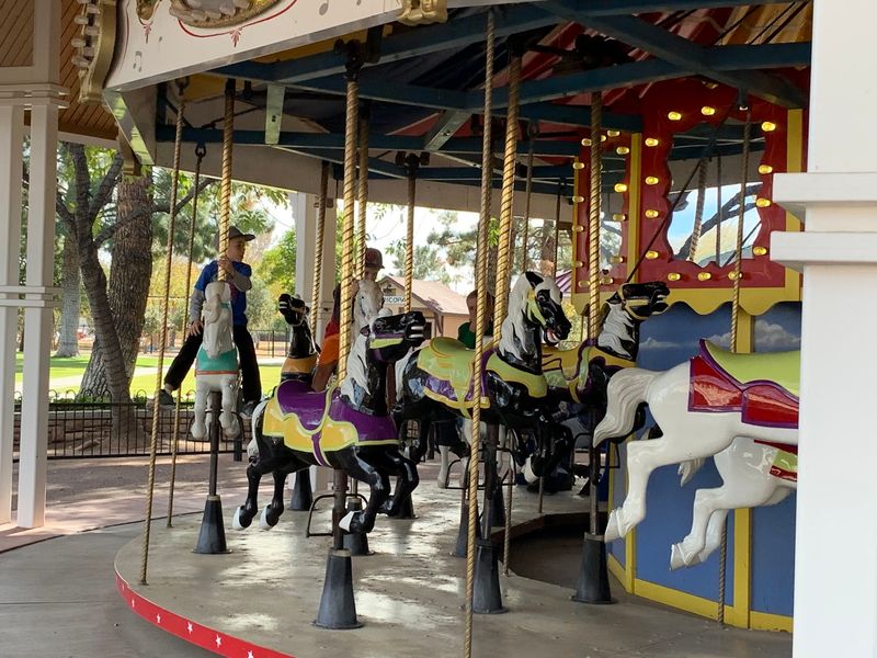 The 1950 Carousel Still Spins Beside The Tracks