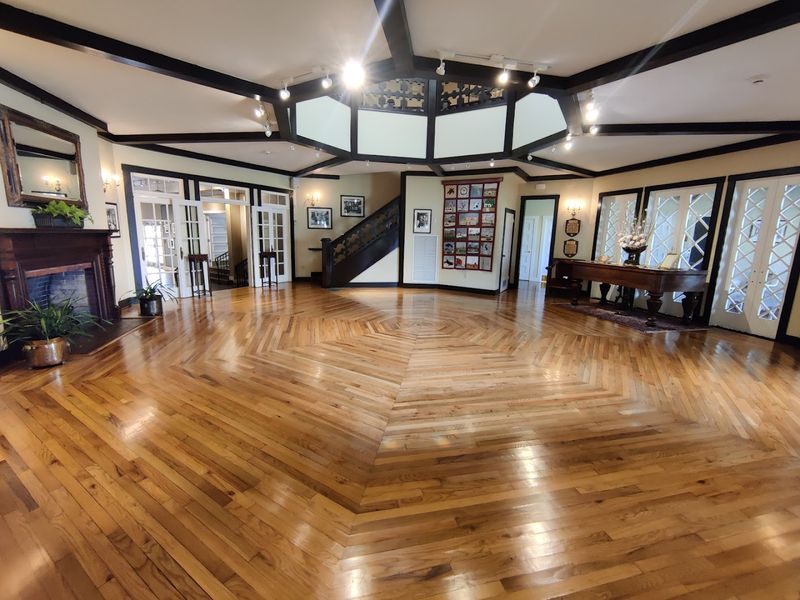 The Atrium With the Stunning Stained Glass Window