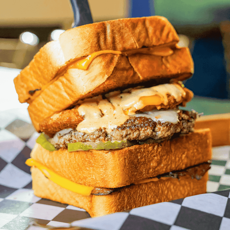 The Peek-A-Boo Burger: A Grilled Cheese Sandwich Situation