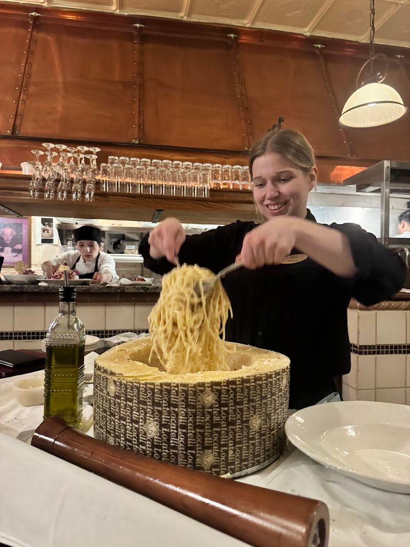 The Cheese Wheel Pasta Is Absolutely The Star Of The Show