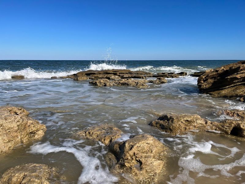 The Coquina Rock Beach Across A1A