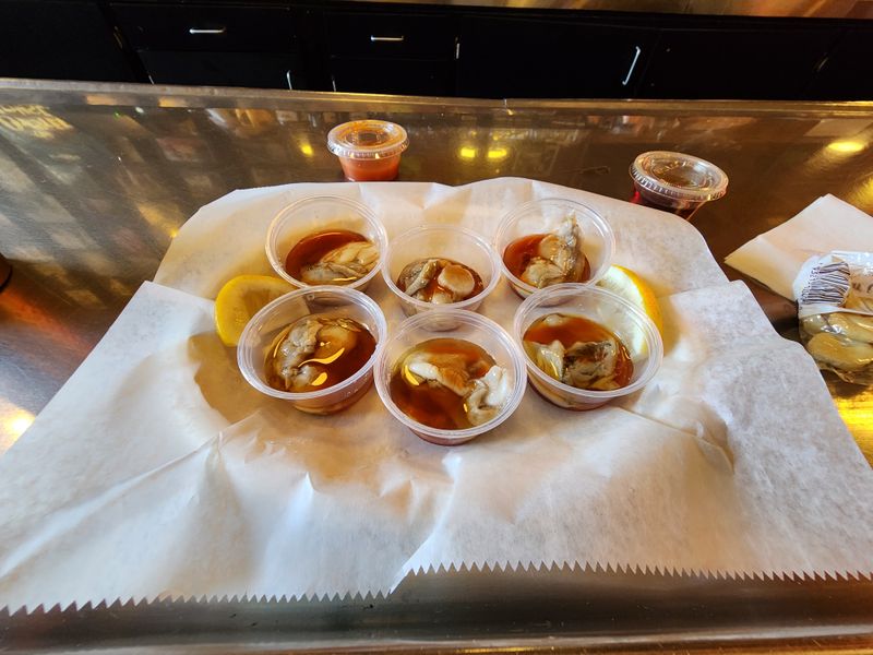 Oyster Shooters Served in Plastic Cups