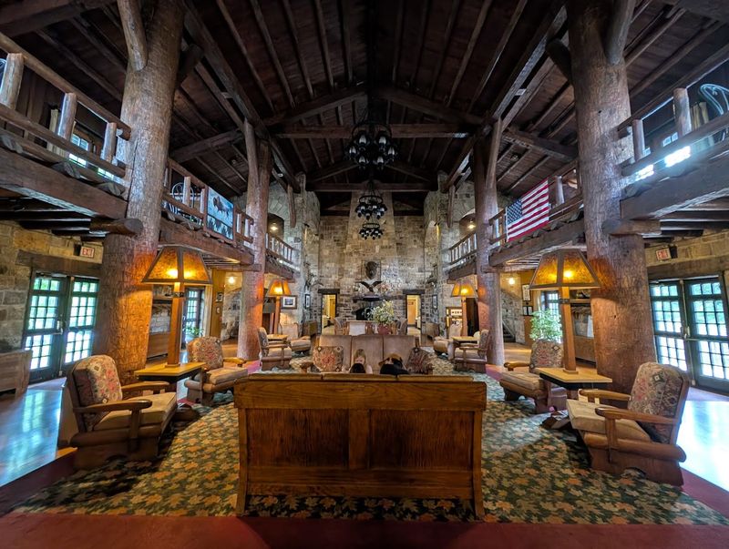 The Stone Fireplace And Vaulted Ceilings 