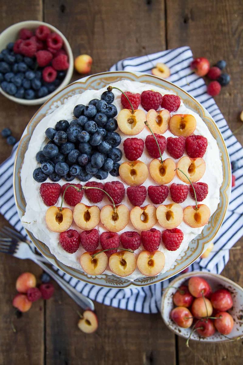 Red, White & Blue Berry Pavlova