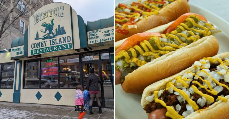 A steaming plate of breakfast food and a coffee mug at a 24-hour Michigan diner