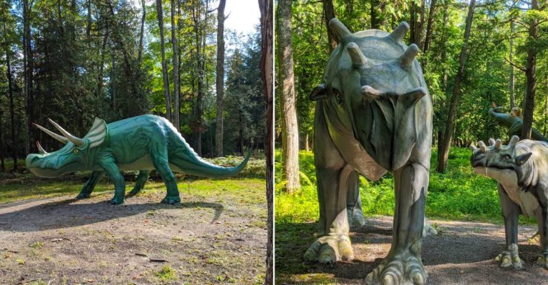 Dinosaur sculptures at Dinosaur Gardens