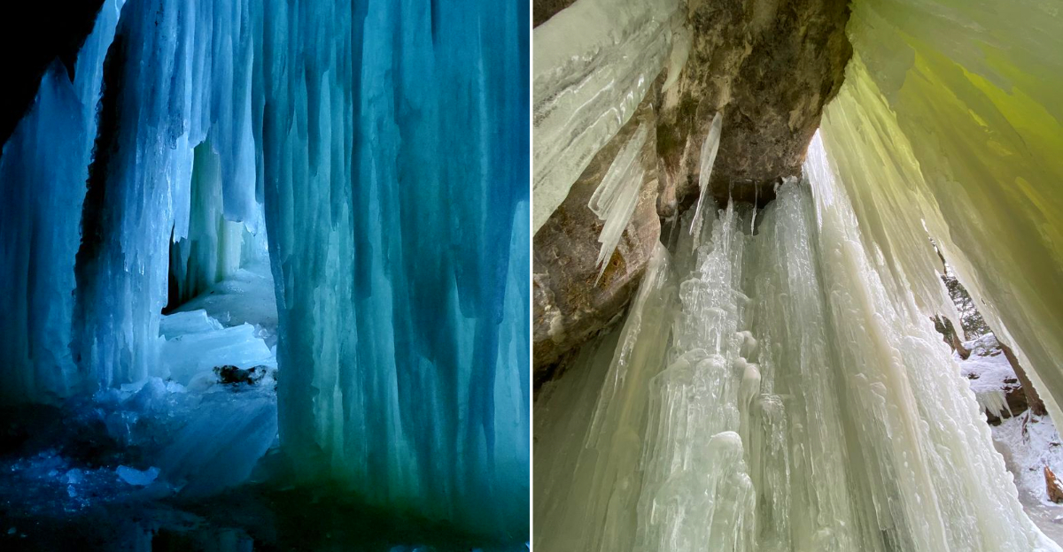 The magnificent frozen waterfalls of the Rock River Canyon