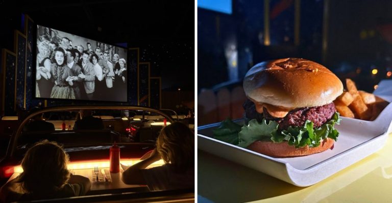 This Florida Diner Lets You Eat In A Car While Watching Retro Movies
