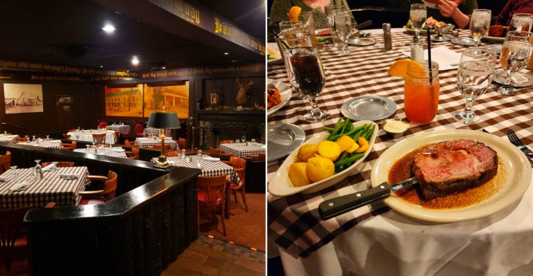 The best prime rib in Michigan and the interior of Schuler’s Restaurant & Pub