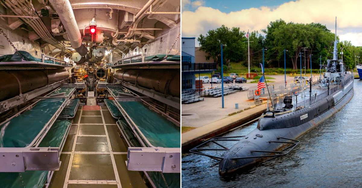 Inside and outside USS Silversides Submarine Museum