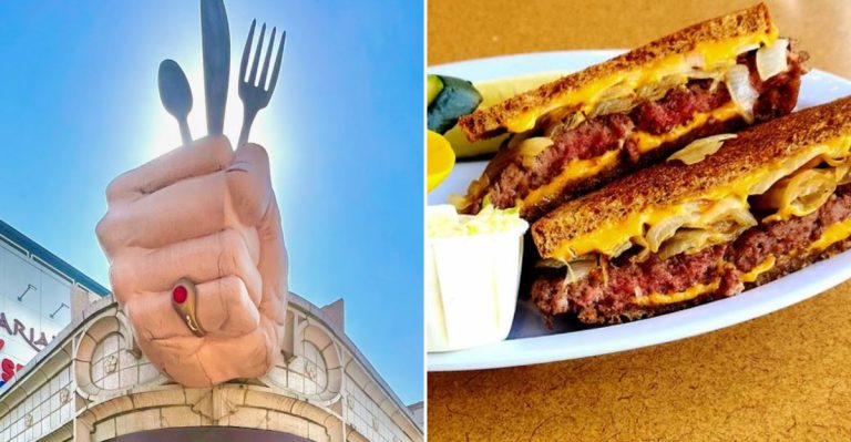 This Iconic Illinois Corner Diner With A Giant Hand Outside Serves Skillets And Patty Melts Locals Swear By