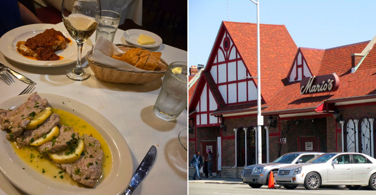 The elegant, wood-paneled dining room of Mario's Restaurant in Detroit and delicious local food