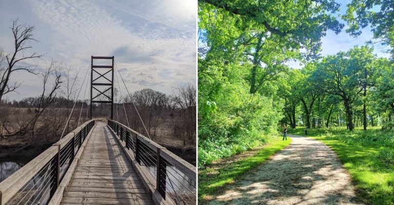 This Illinois Suspension Bridge Leads Straight Into A Peaceful Woodland Escape