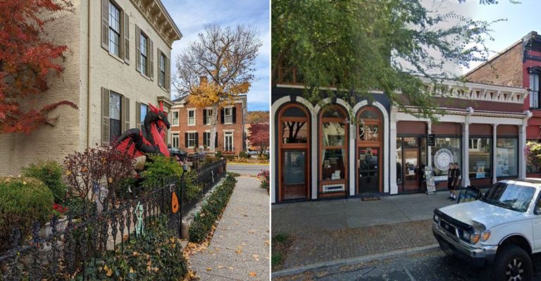 This Indiana Main Street Lines Up Brick, Porches, And Perfect Shopfronts
