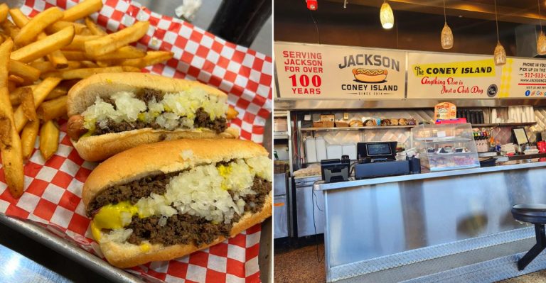 The best coney dog in Michigan and the interior of Jackson Coney Island