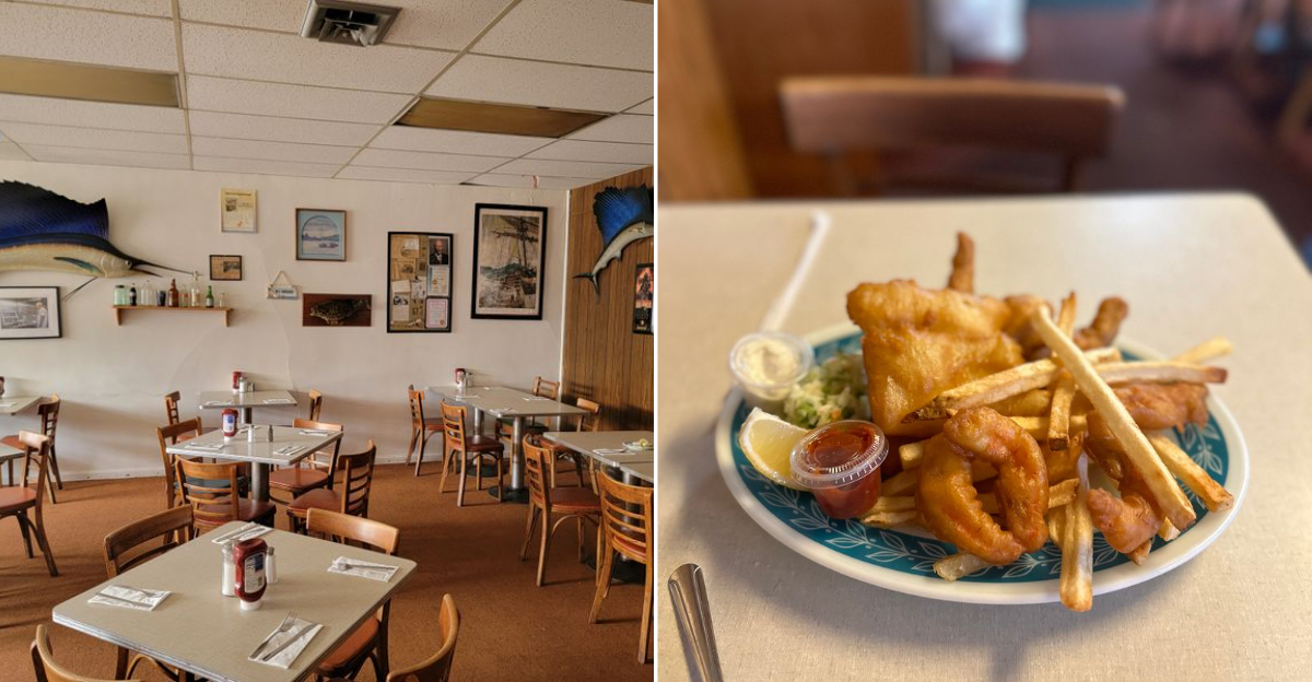 The classic interior of Scotty Simpson’s and their famous food