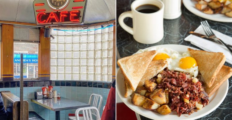 This Massachusetts Chrome And Neon Diner Serves Plates Straight From The Past