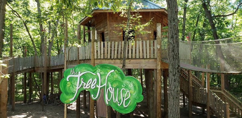 Treehouse Playscape, Logs, And Ropes