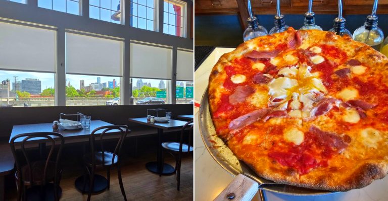 The interior and pizza at the amazing Eastern Market pizzeria