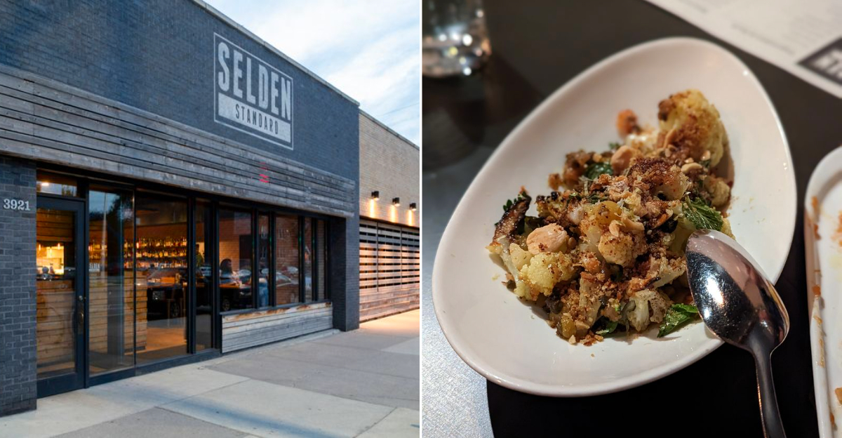 The exterior of the modern-rustic Selden Standard in Detroit, and its iconic seasonal small plate