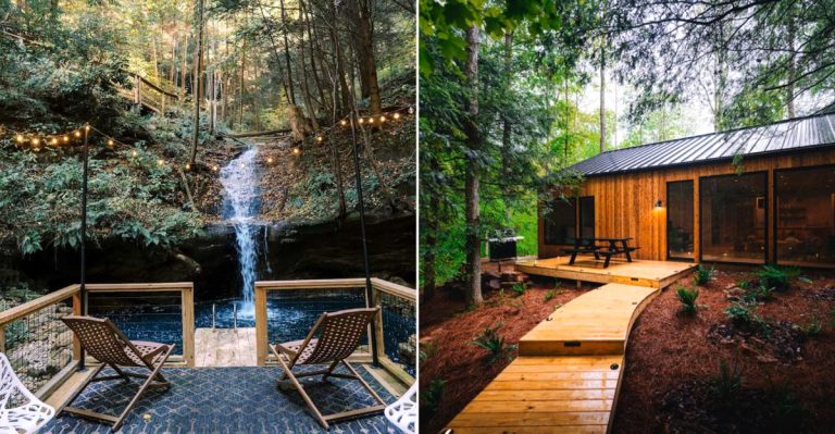 This Ohio Cabin Hides A Waterfall, A Pool, And A Few Surprises Behind The Walls