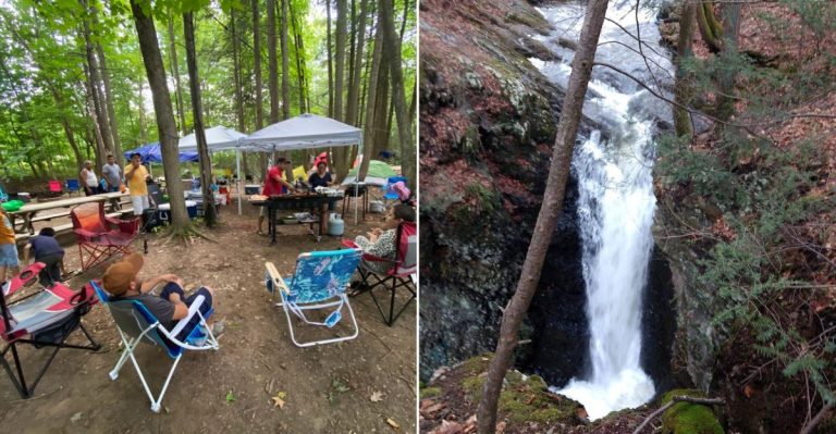 This Pennsylvania Campground Offers A Waterfall Perfect For Swimming
