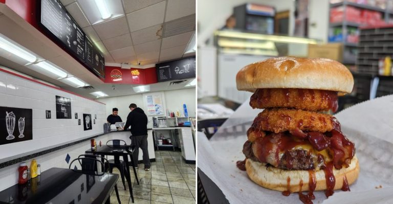 This Retro Illinois Diner Inside A Gas Station Serves Up Massive Basket-Style Specialty Burgers