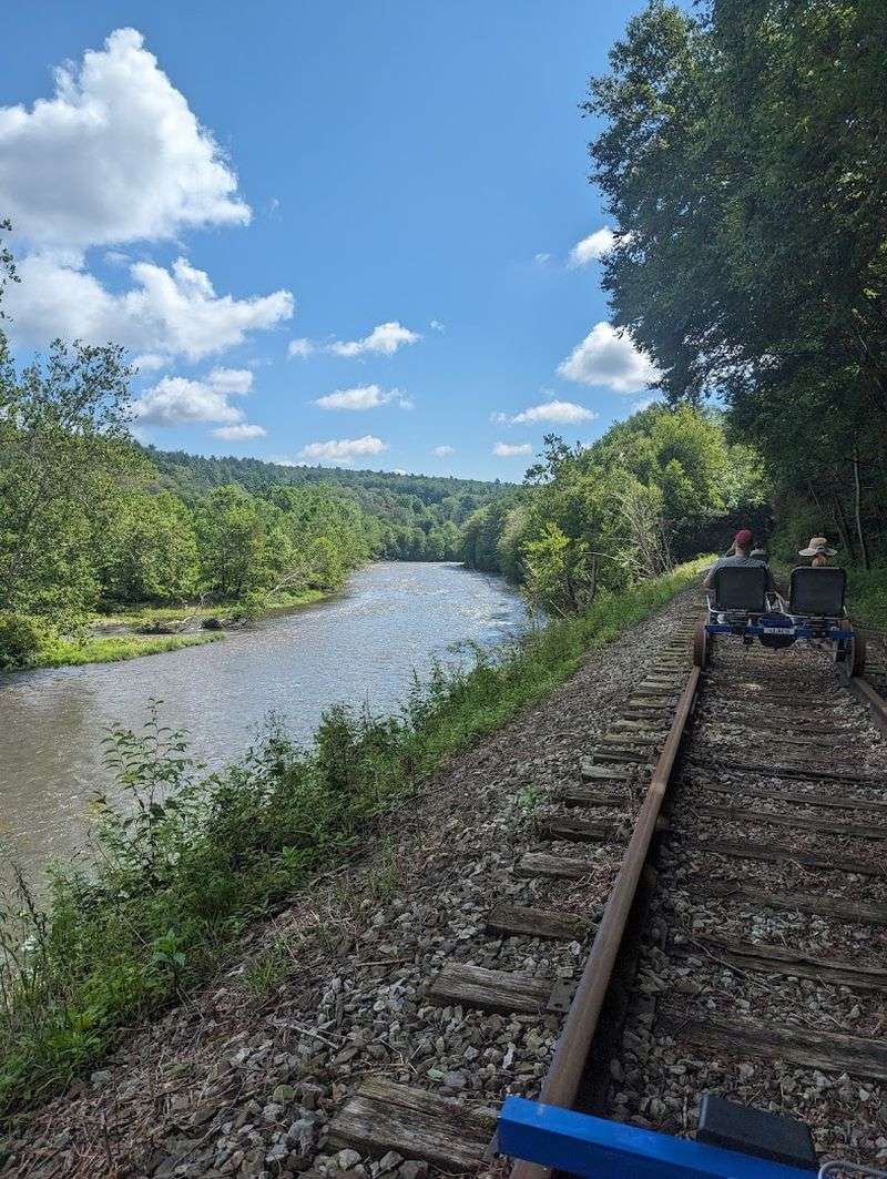 The Rail Bikes Run on Historic Track Along the Lackawaxen River