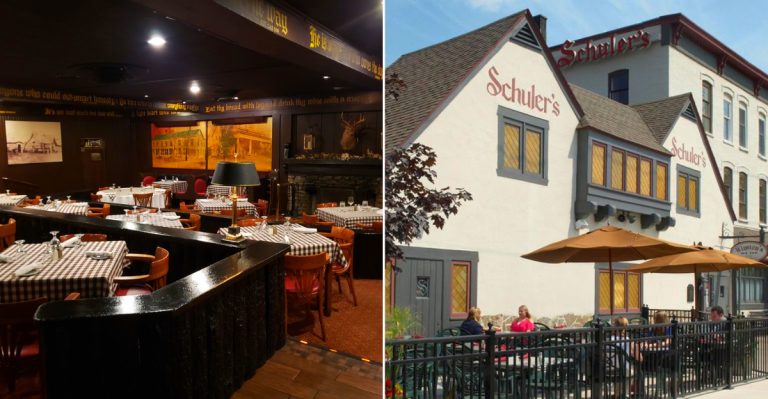 Inside and outside of Schuler’s Restaurant & Pub