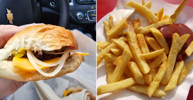 A Stack of Two Thick, Juicy Beef Patties Topped with Melting American Cheese, Tucked into a Simple, Fresh-Baked Bun at a Classic South Dakota Burger Stand