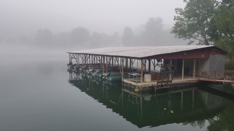 Quiet Wooden Platform Above Crystal Current