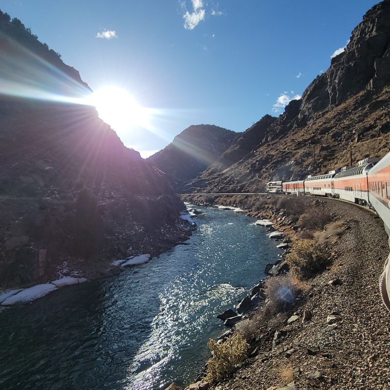Three Courses Arrive While The Gorge Rolls Past