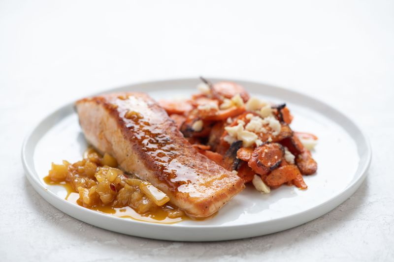 Pineapple Sriracha Glazed Salmon