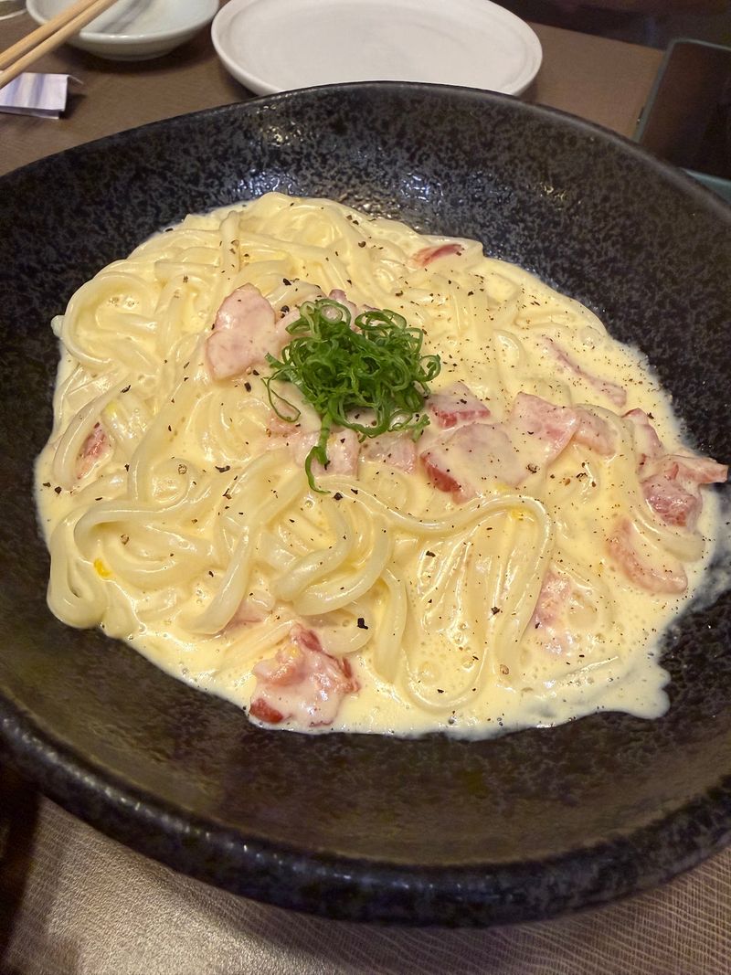 Udon Carbonara And Golden Wagyu Gyoza