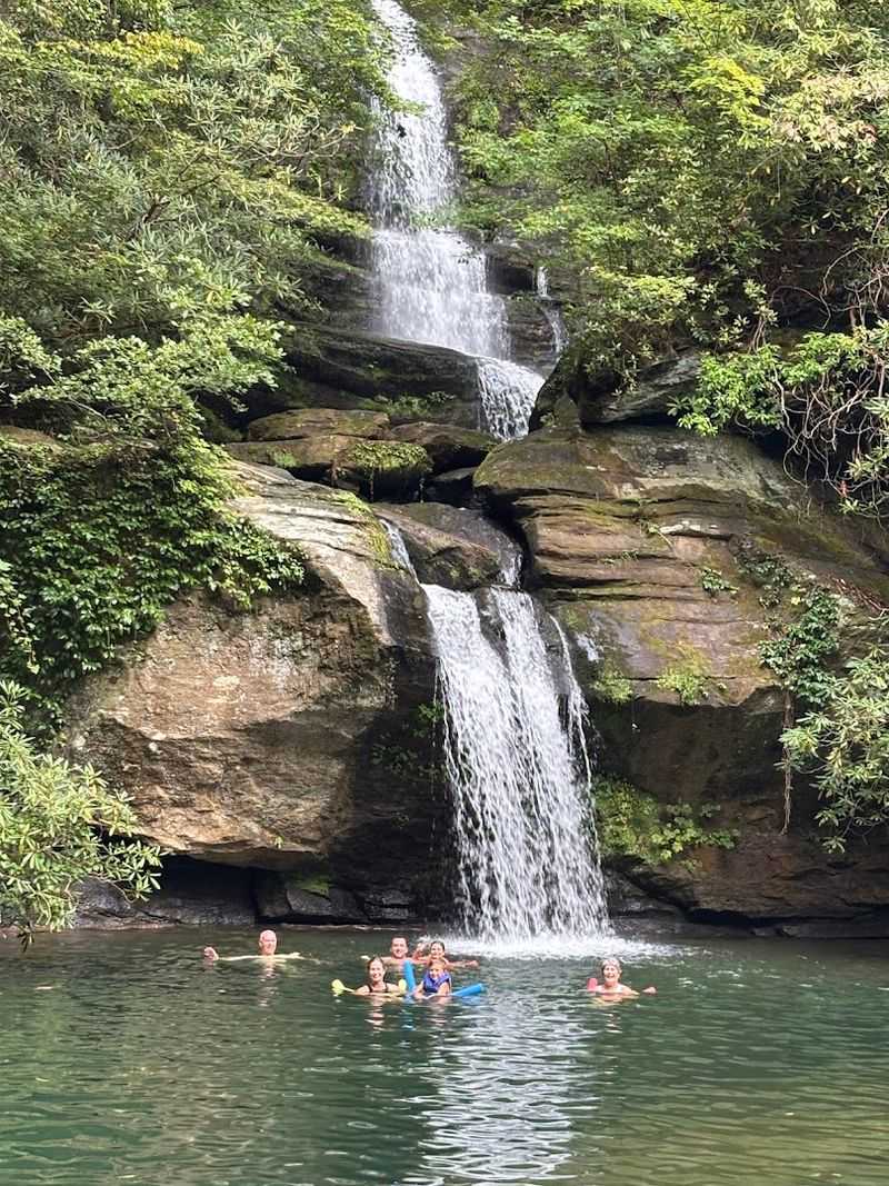 Waterfalls Pour Directly Into The Lake