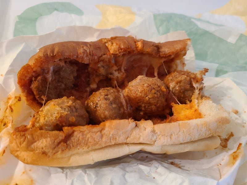 Subway Toasted Meatball Marinara With Extra Cheese