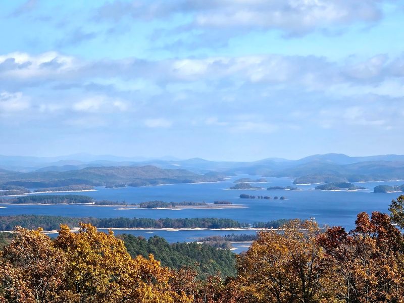 Panoramic Views Across Island Dotted Blue Water