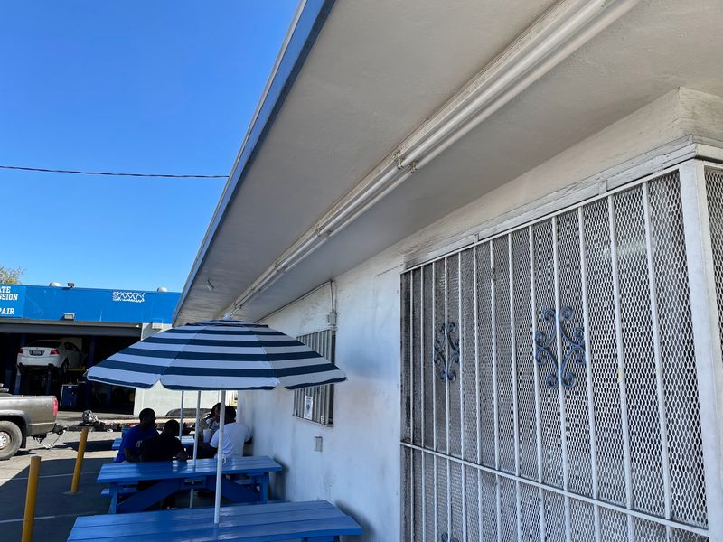 Your Dining Room Is A Blue Picnic Table Under The Open Sky