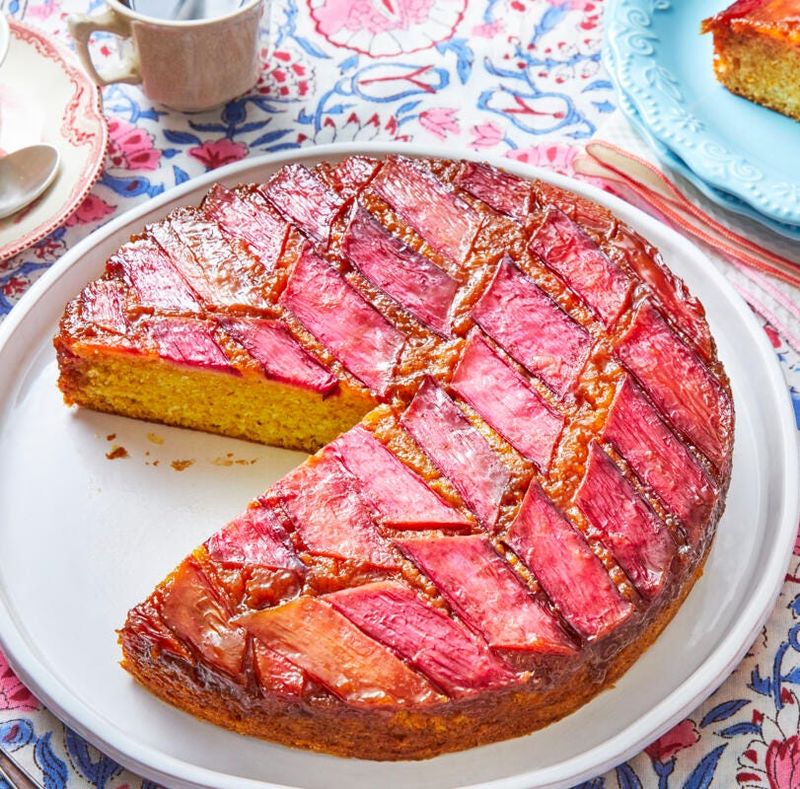 Caramelized Rhubarb Upside-Down Cake