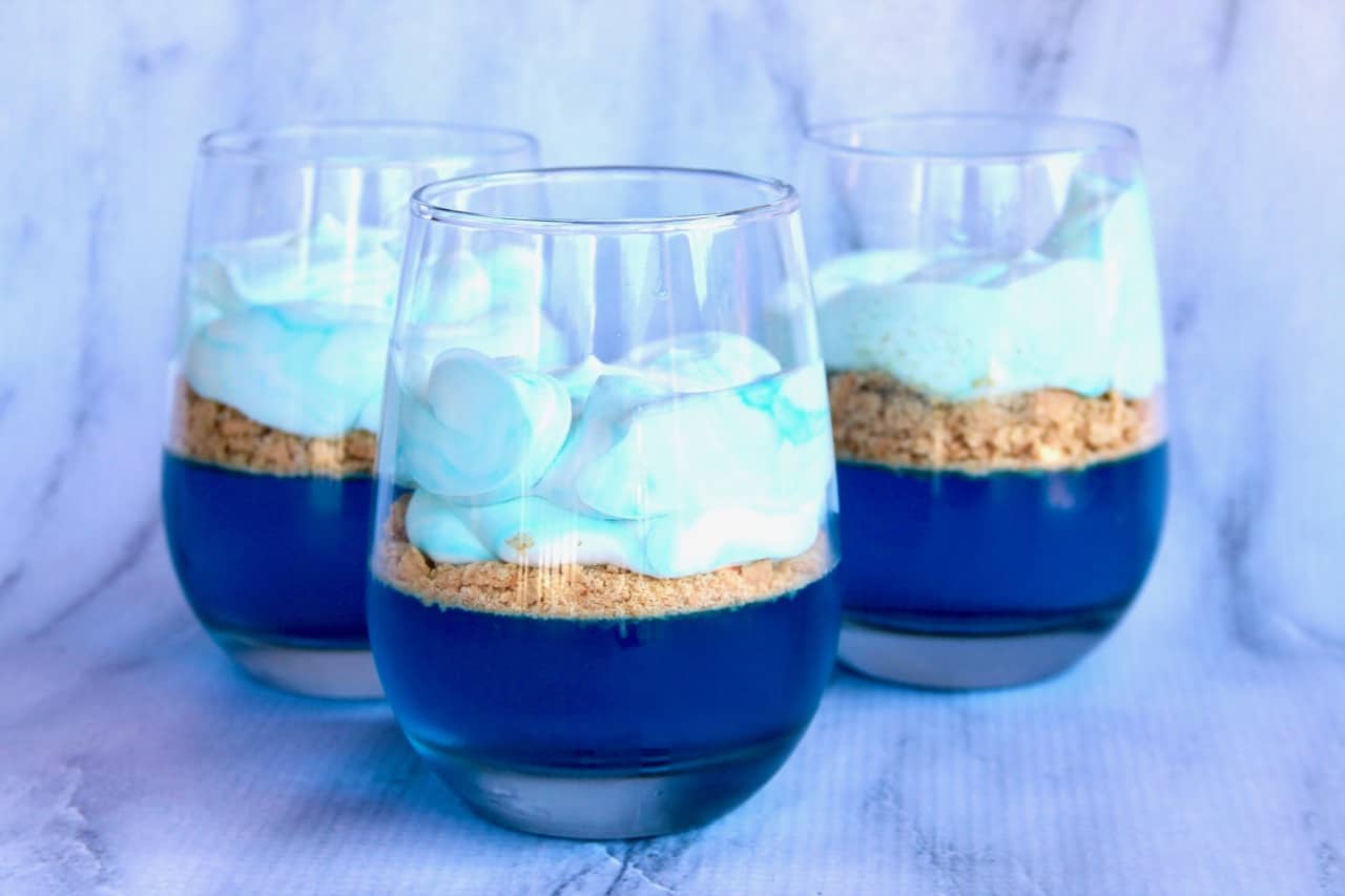 layered jell-o parfeit beach party mermaid party shark week