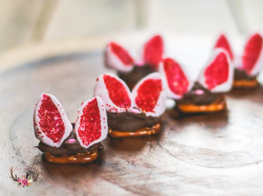 Adorable Bunny Chocolate Pretzel Bites Ever After in the Woods