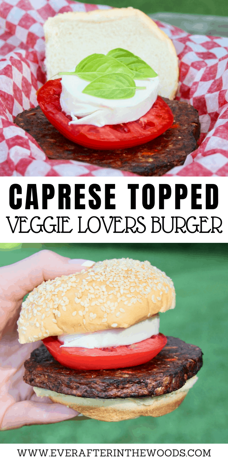mozzarella tomato topped vegan burger